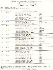 The Open Golf　Championship　　Asia/Japan　Qualifying Pairings　and　Starting　Time ’９３．６．２１ 　First　Round